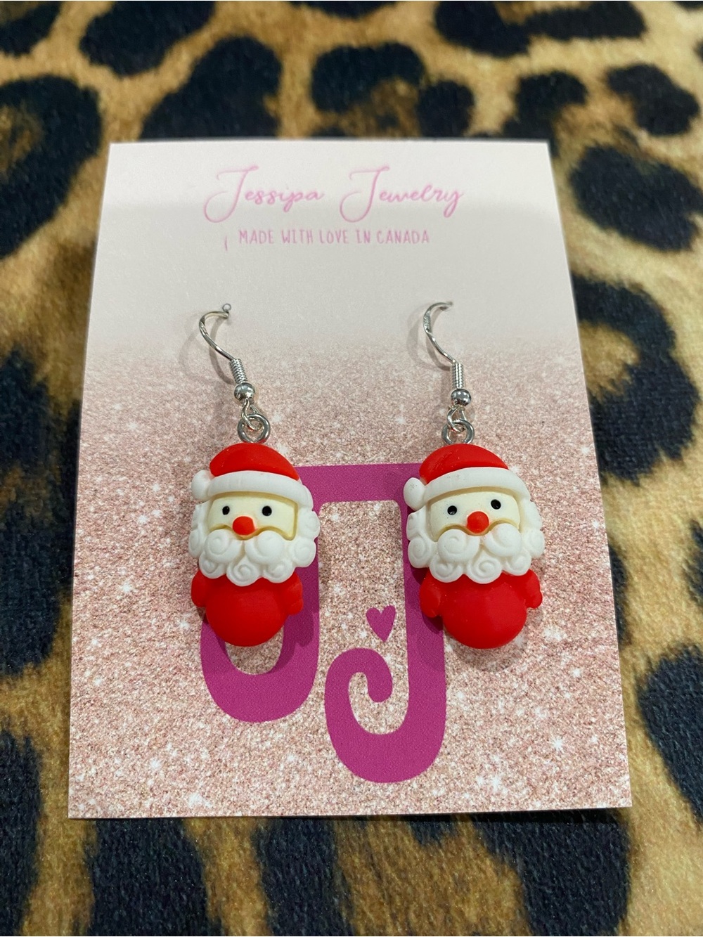Cute Santa Dangle Earrings - Red & White